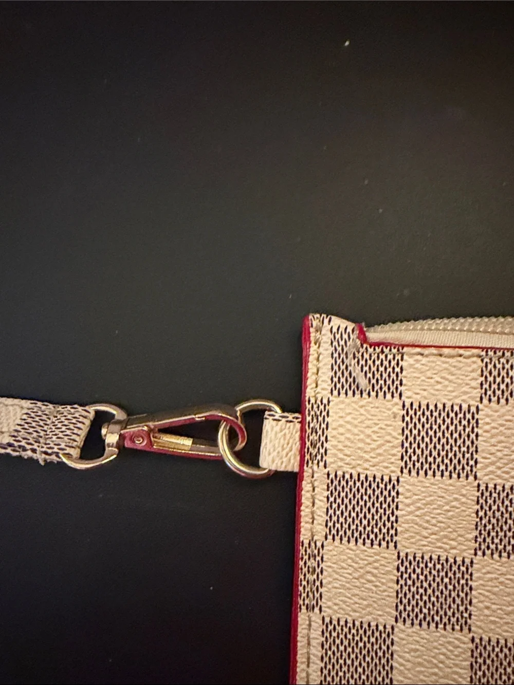 Checkerboard Wristlet Clutch in Beige and Brown